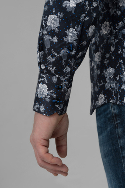 Рубашка чёрная с серыми розами Twin Peaks