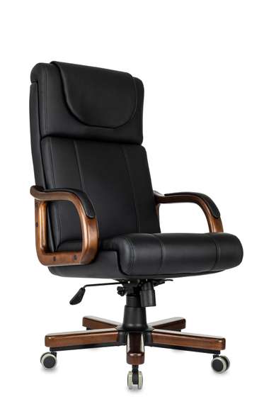 Кресло руководителя Бюрократ T-9933Walnut черный эко.кожа крестов. металл/дерево