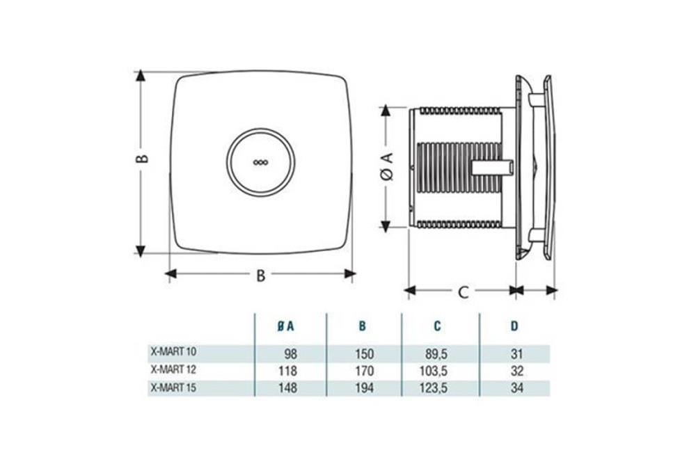 Накладной вентилятор Cata X-Mart 10 inox Timer