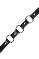 Черный кожаный чокер-ошейник с тремя кольцами