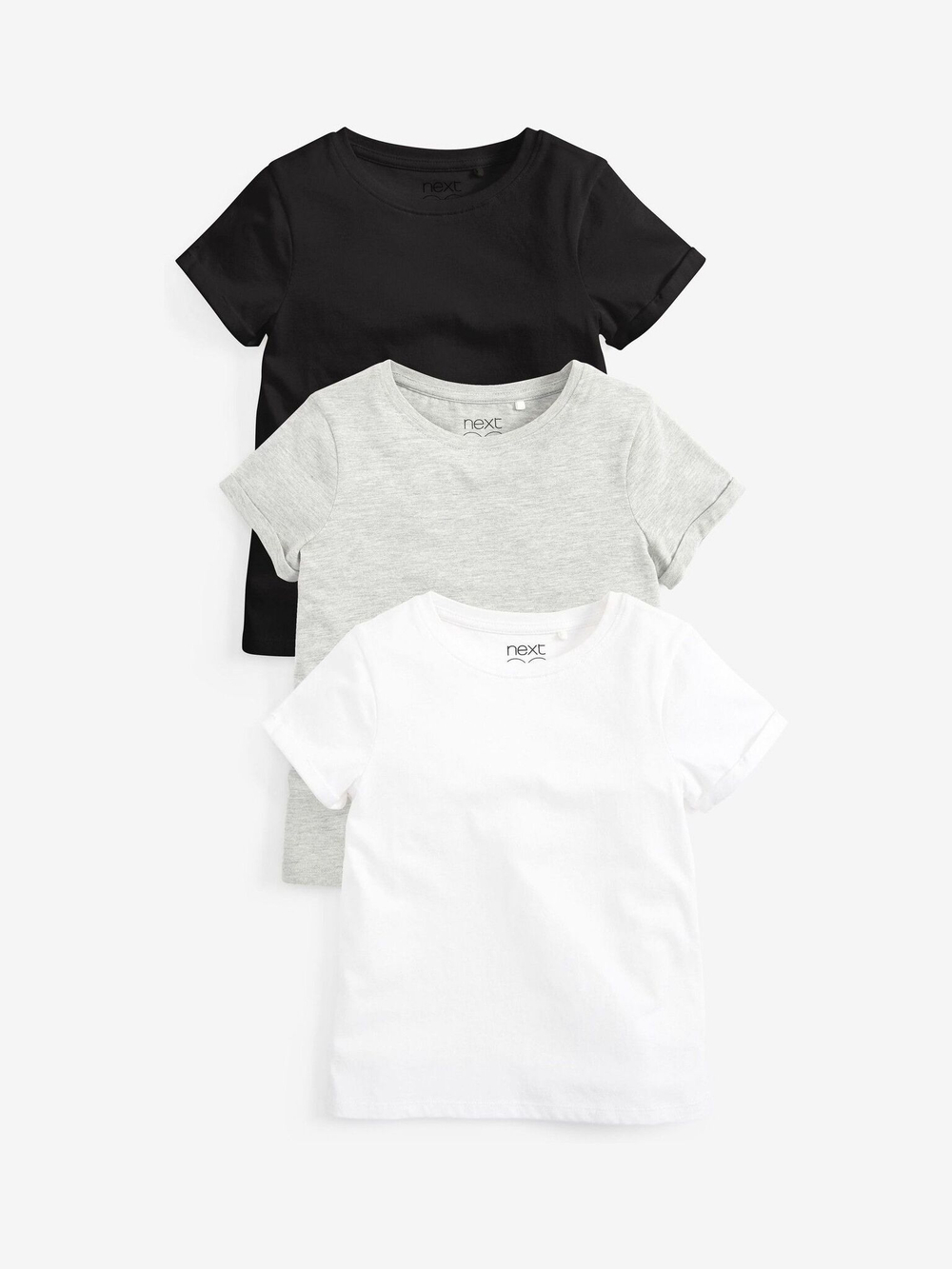 Футболка для девочки Next 937-856, 3 шт., Белый, Серый, Черный