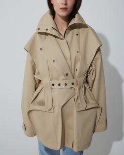 Тренч на молнии из хлопка Берберри бежевый