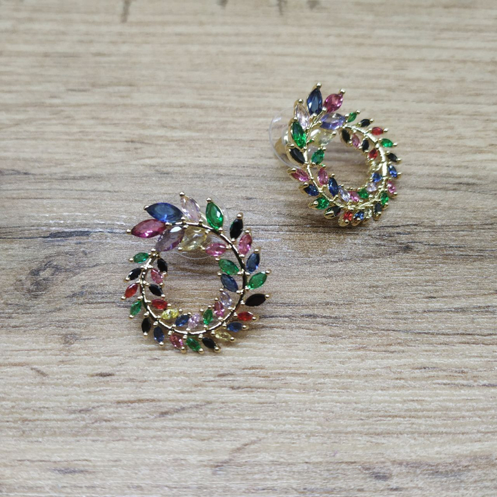Серьги Zirconium Цветочный венок цвет ассорти металл золотистый