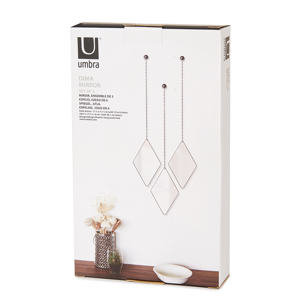 Набор зеркал dima, черный, 3 шт.