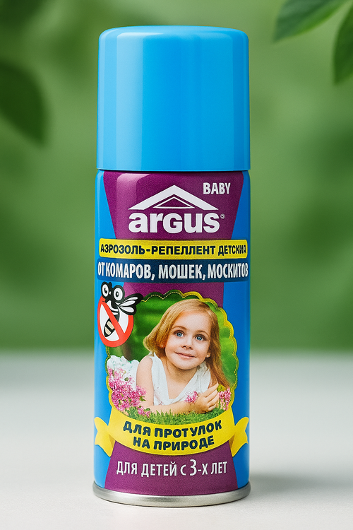Аэрозоль репеллент Аргус беби от комаров и мошек 2+ 75мл