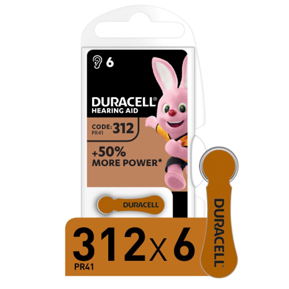 Батарейки Duracell ZA312-6BL | Воздушно-цинковые (Слуховые)