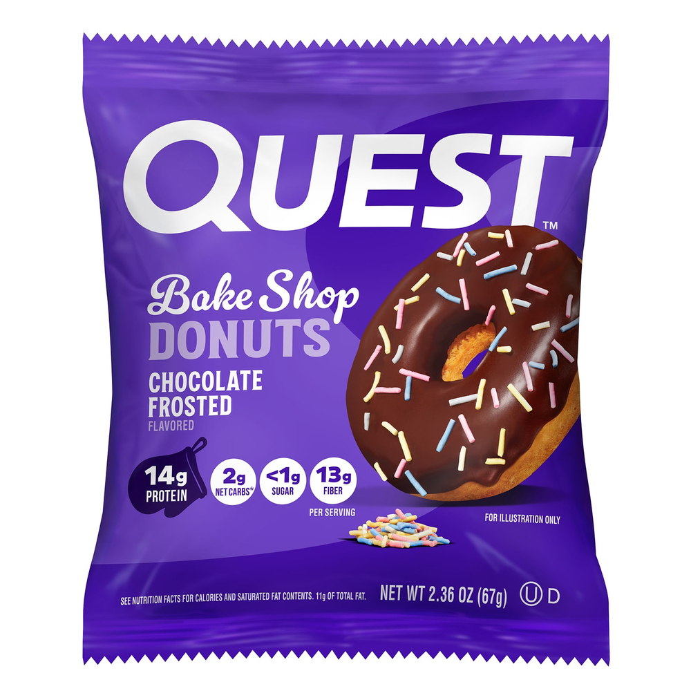 Quest Nutrition, Bake Shop Пончики, в шоколадной глазури, 4 пончика по 67 г (2,36 унции)