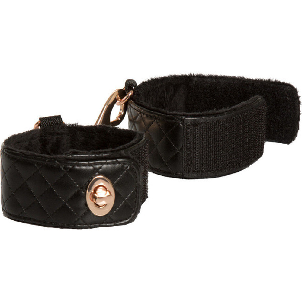 Кожаные простроченные фиксаторы с карабинами Unifersal Cuff Links (Цвет: черный с золотым)