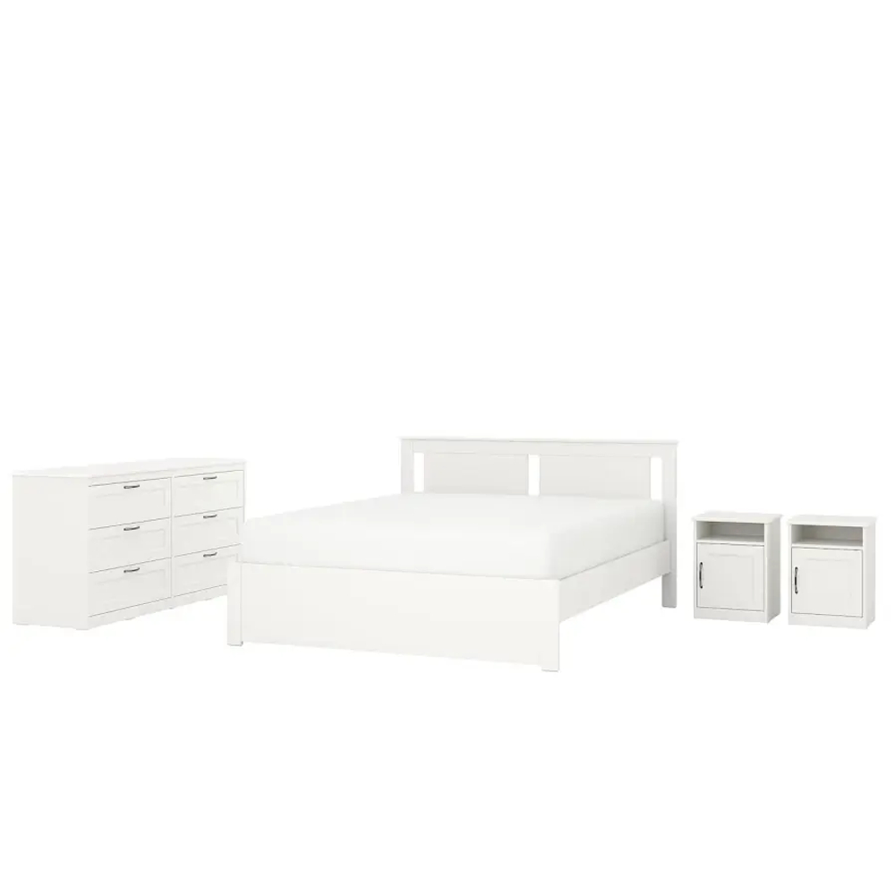 Комбинация мебели для спальни - IKEA SONGESAND, 200x140см, белый, СОНГЕСАНД ИКЕА