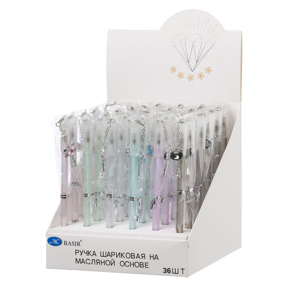 Ручка шариковая, масляная, Basir, синие чернила, серия "Ключик", с брелоком, 36 шт
