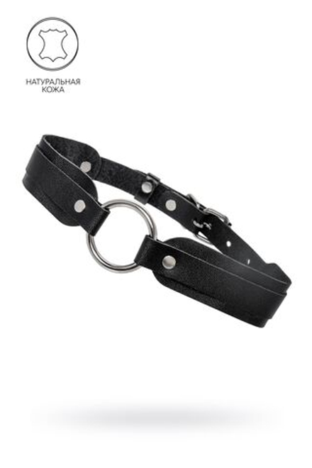 Черный кожаный чокер-ошейник со скруглёнными углами