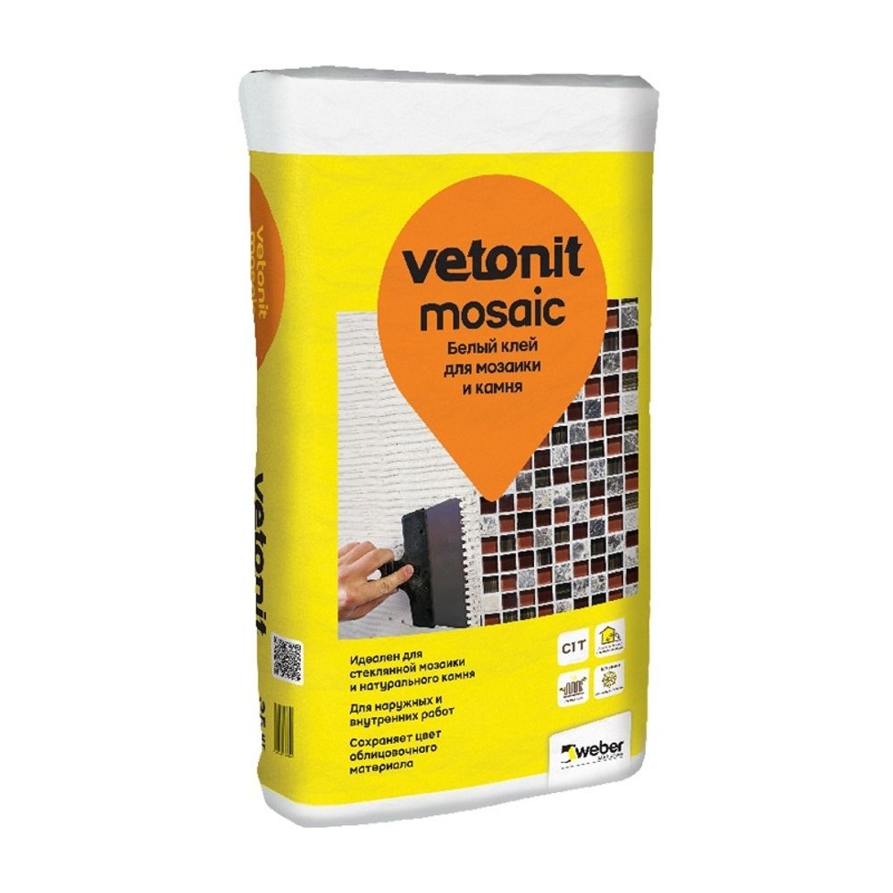 Клей плиточный для мозаики и камня Vetonit Мозаик белый (25 кг)
