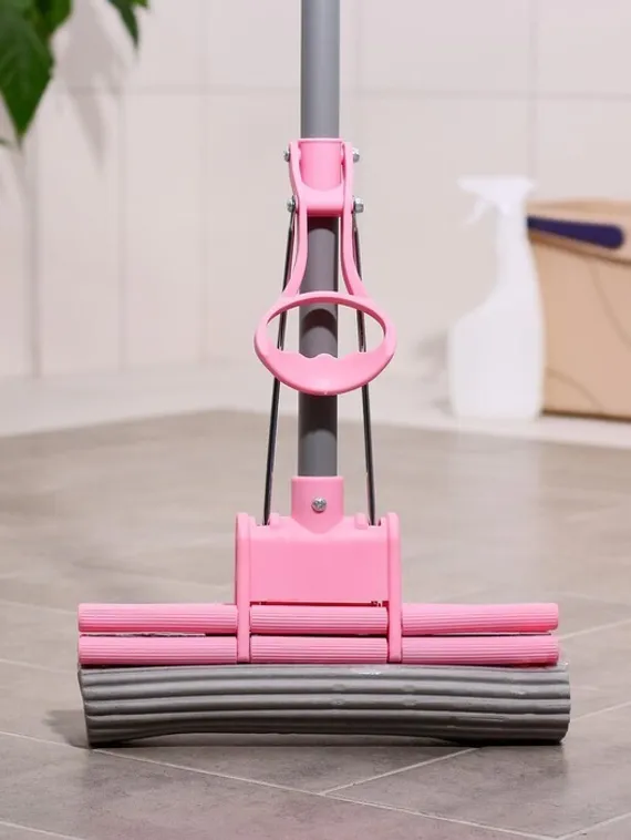 Швабра для мытья пола PVA с телескопической ручкой Raccoon, с двойным роликом, 27×78,2(120) см