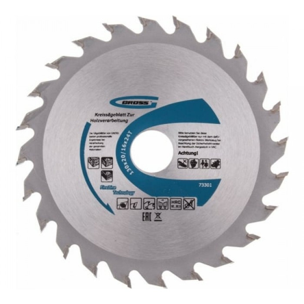 Диск пильный 130x20/16x24Т мм Gross