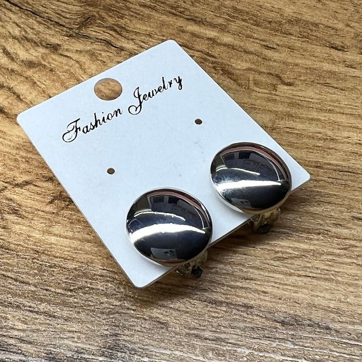 Клипсы Пластина круг 14 мм металл серебристый