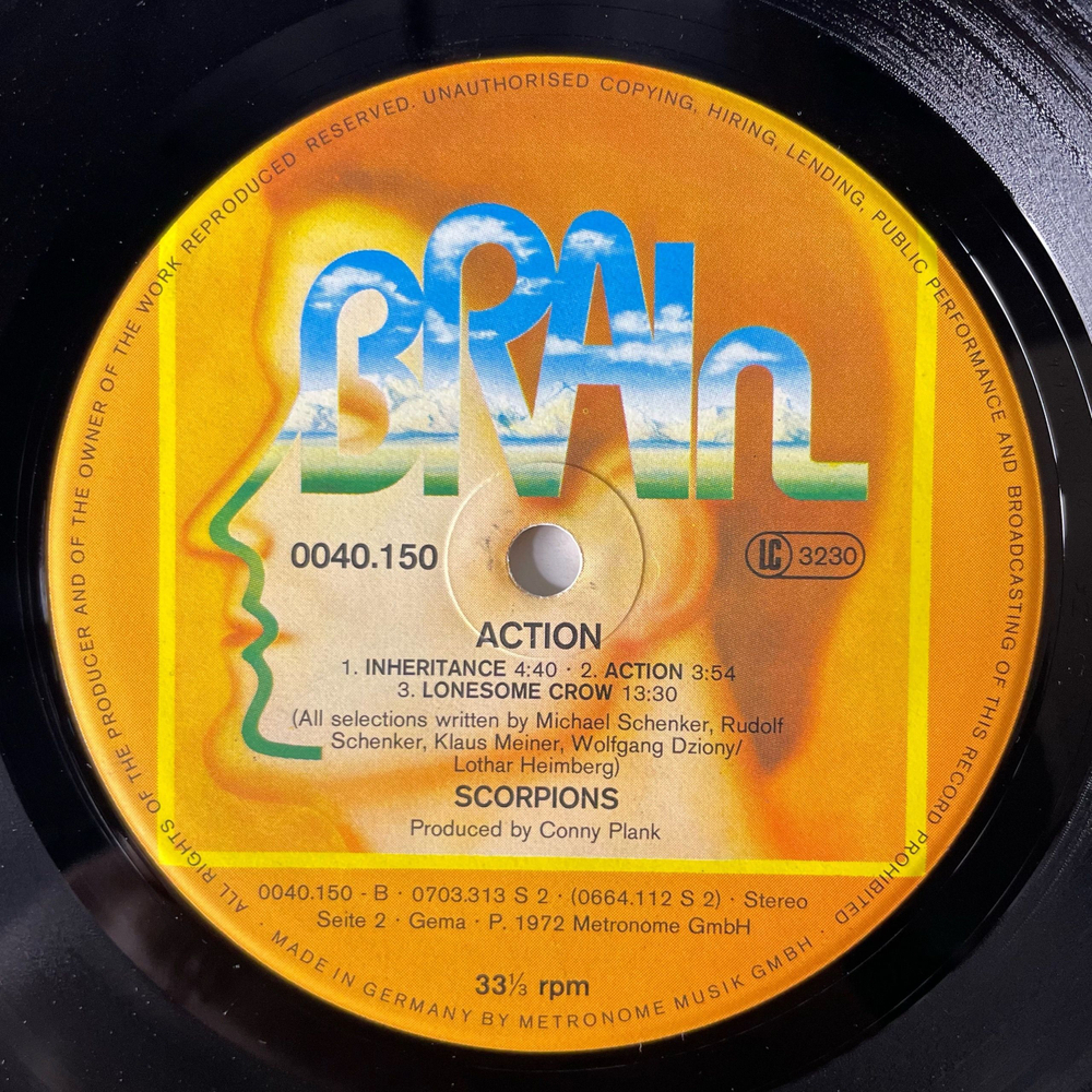 Винтажная виниловая пластинка LP Scorpions Action (Германия 1980)