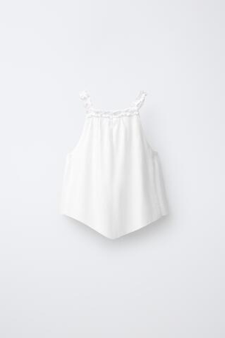 ZARA ТОП ИЗ ЛЬНА С ГОРЛОВИНОЙ ХАЛТЕР, ЖЕЛТОВАТО-БЕЛЫЙ