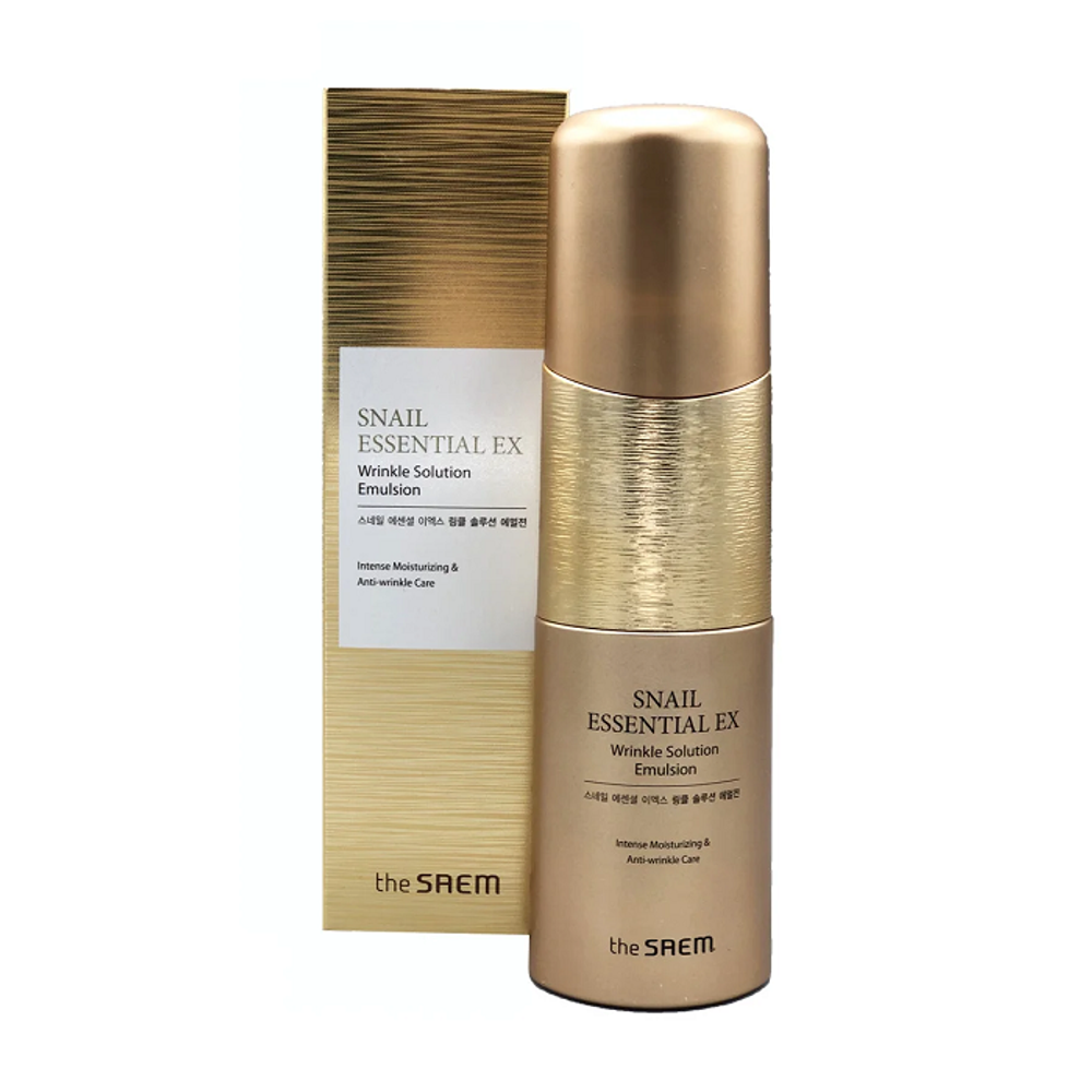 The Saem Snail Essential EX Wrinkle Solution Emulsion омолаживающая эмульсия от морщин с муцином улитки