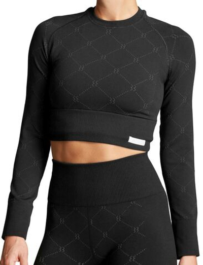 Женская футболка теннисная (dł. Рукава) Björn Borg Stockholm Seamless Crop Top W - black beauty