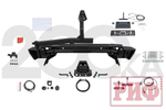 Бампер РИФ силовой задний Toyota Land Cruiser 200 (2007-2012) с квадратом под фаркоп, калиткой, фонарями, подсветкой номера