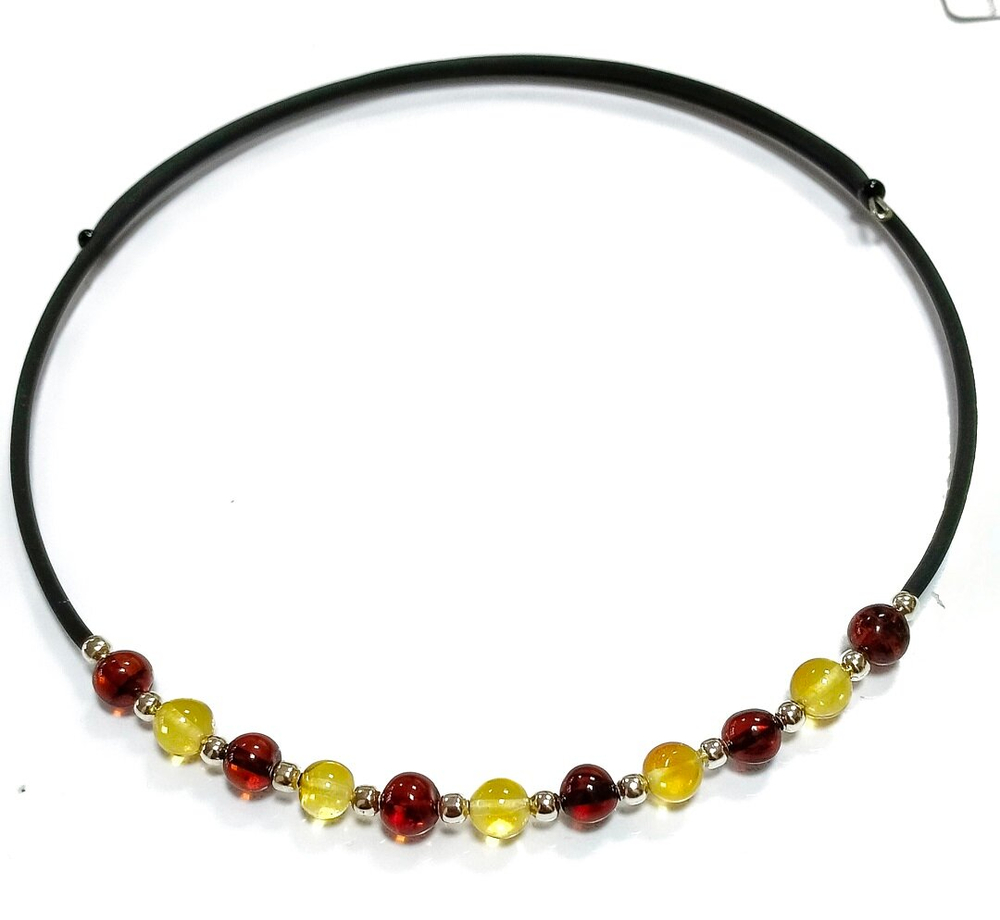 Чокер на шею ,янтарь,каучук