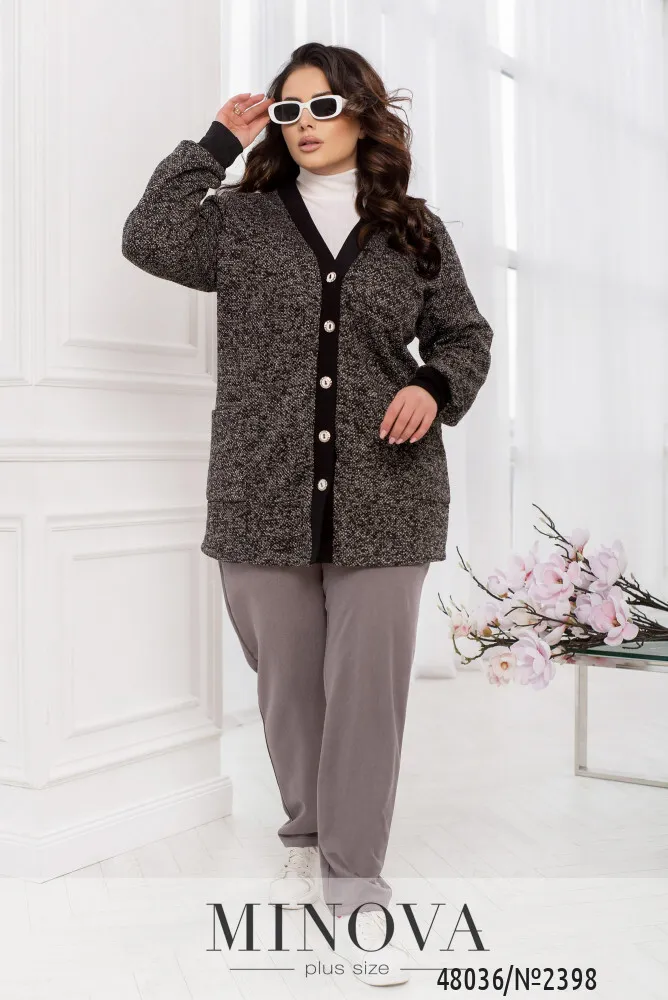 Кардиган 2398-черный-белый Minova