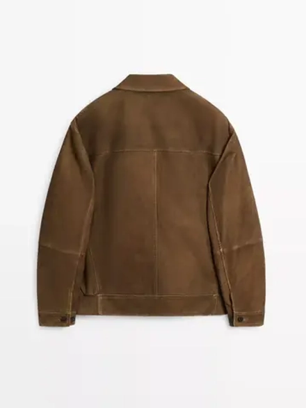 Massimo Dutti Куртка из кожи наппа с пуговицами, норка