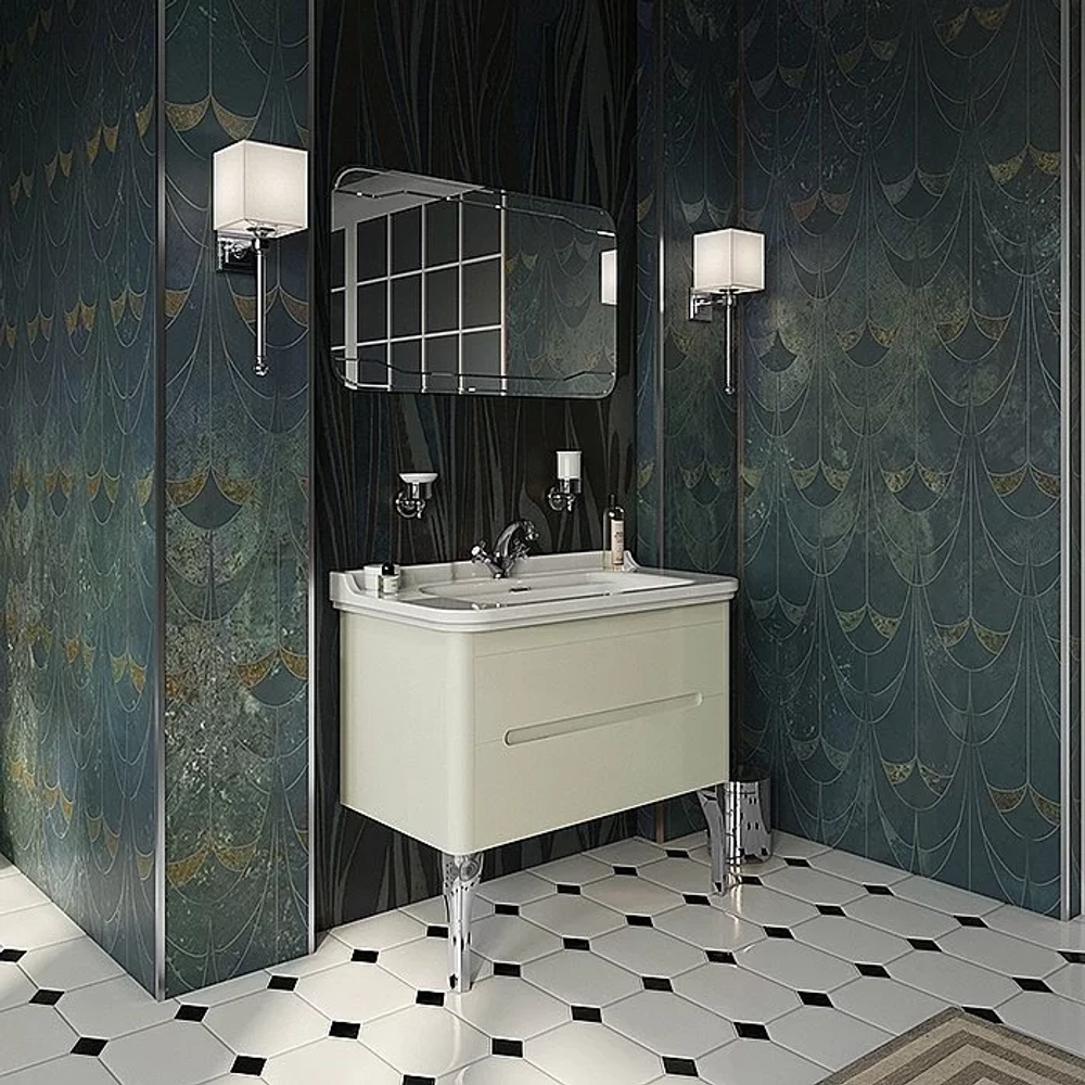 Тумба с раковиной Kerasan Waldorf 925530 Vaniglia matt 100 ваниль с 1 отверстием/заглушка бронза