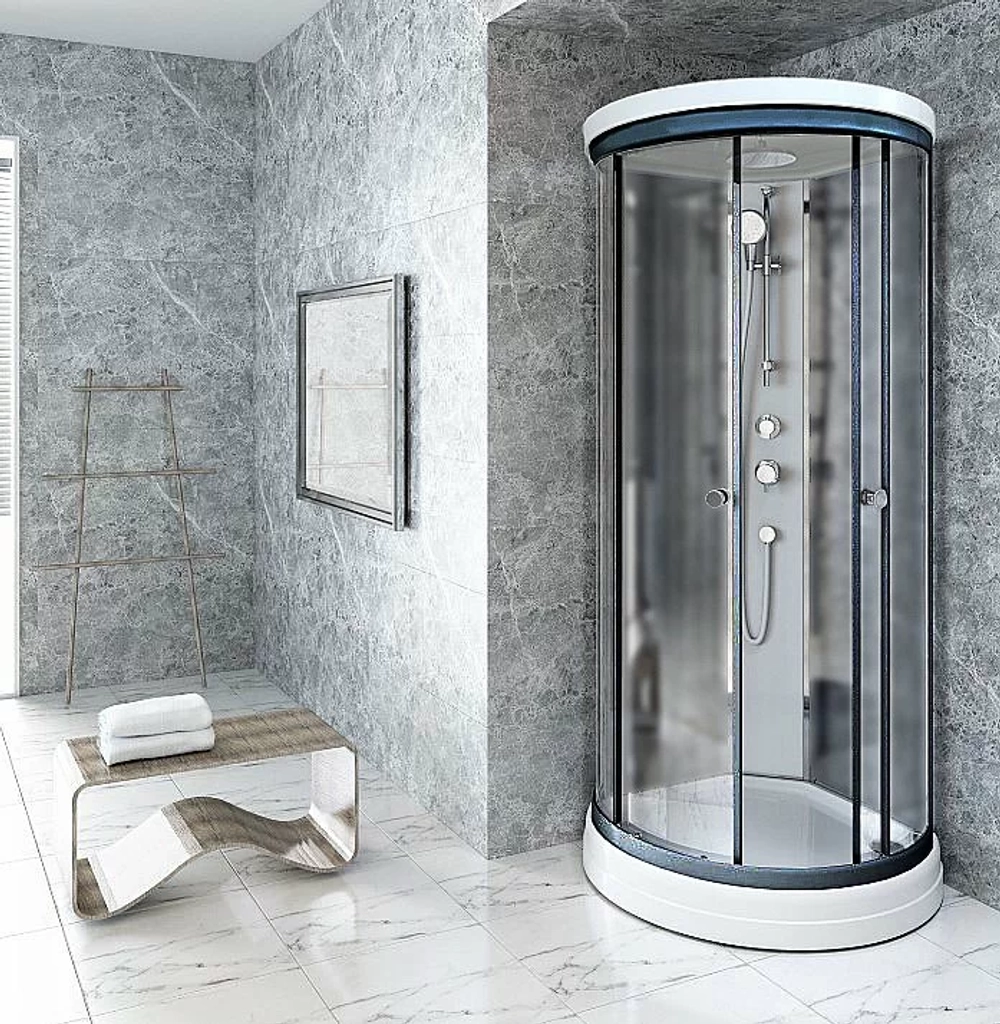 Душевая кабина Радомир Стронг 100х100 стекло матовое/профиль черный