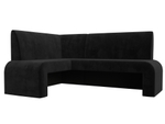 Диван кухонный угловой Кармен левый угол, Черный, Велюр, 126133L