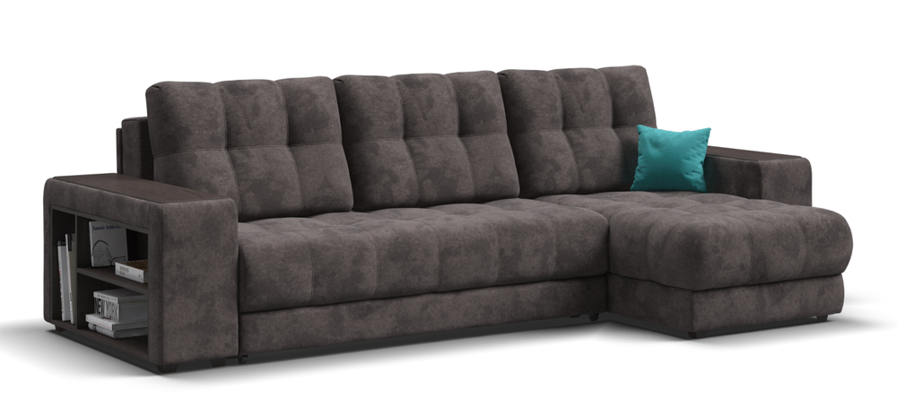 Угловой диван Босс ХЛ Велюр Алькантара серый