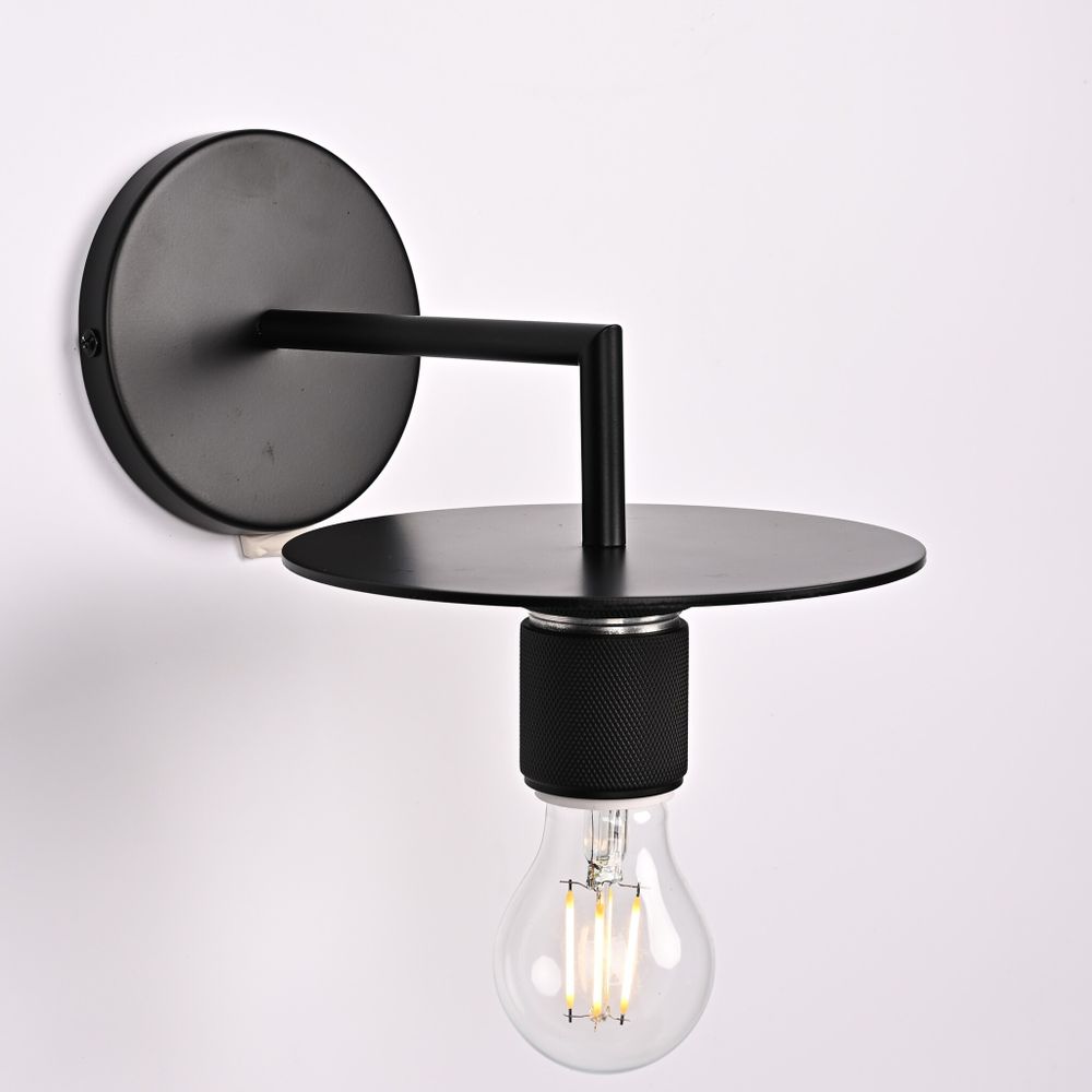 Бра Rh Utilitaire Knurled Disk Shade Sconce Black By Imperiumloft