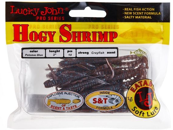 Виброхвосты съедобные LJ Pro Series HOGY SHRIMP 3.0in (7,6 см), цв. S19, 10 шт.