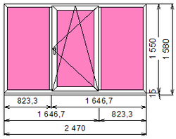 Пластиковое окно 1550 х 2470 ТермА Эко