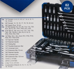 Набор инструментов 1/4'' 3/8'', 82пр. (6-гран) Scheppach Sch-4821-5DS