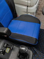 Чехлы Shacman X3000 рестайлинг 3D (экокожа, черный цвет, синяя экокожа посередине, кант)