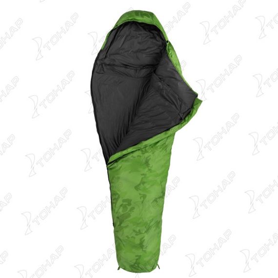 Спальный мешок пуховый PREMIER 210х80см (t-20C) зеленый (PR-SB-210x80-G)