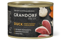 Grandorf Fresh Монопротеиновые консервы из утки с бататом и цветной капустой для собак всех пород