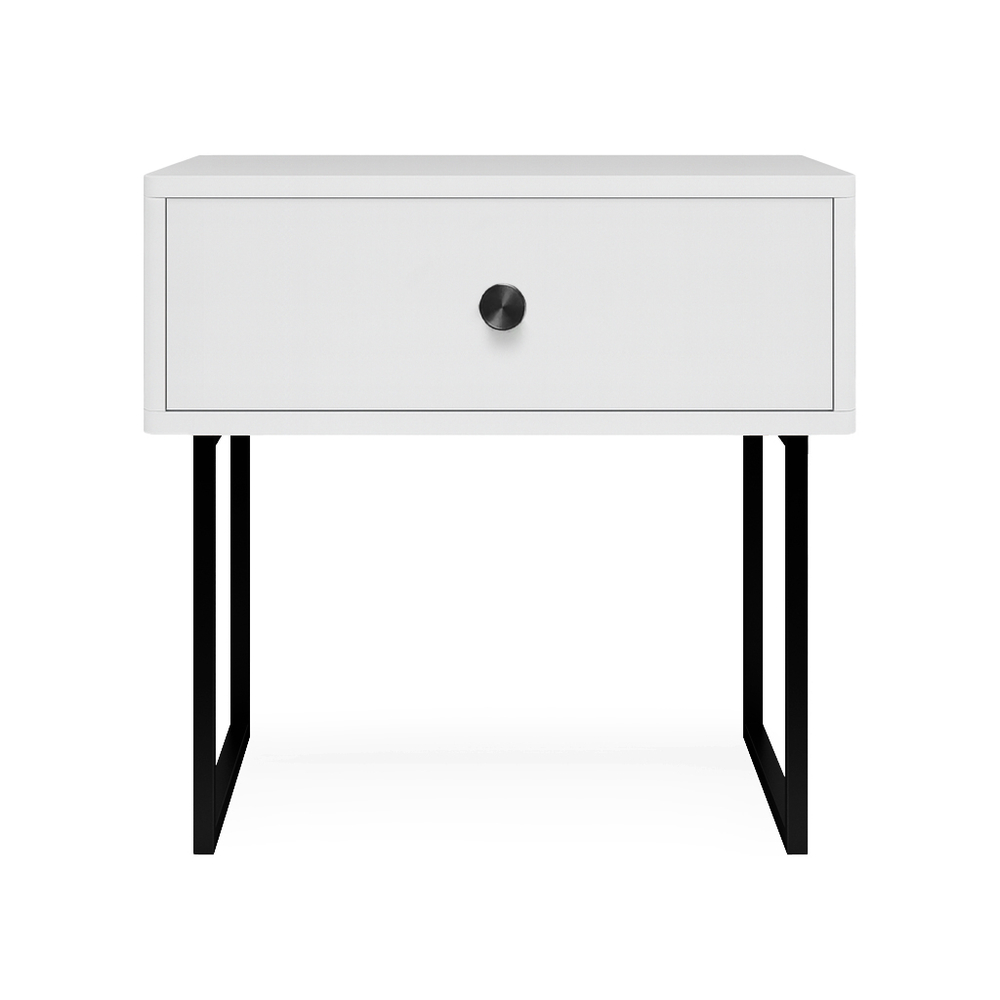 Тумба прикроватная на ножках ROYAL 5301 эко (Белый-Черный-р.черная)