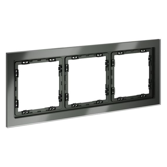 Рамка стеклянная Voltum S70 на 3 поста, (титан, стекло) VLS110306