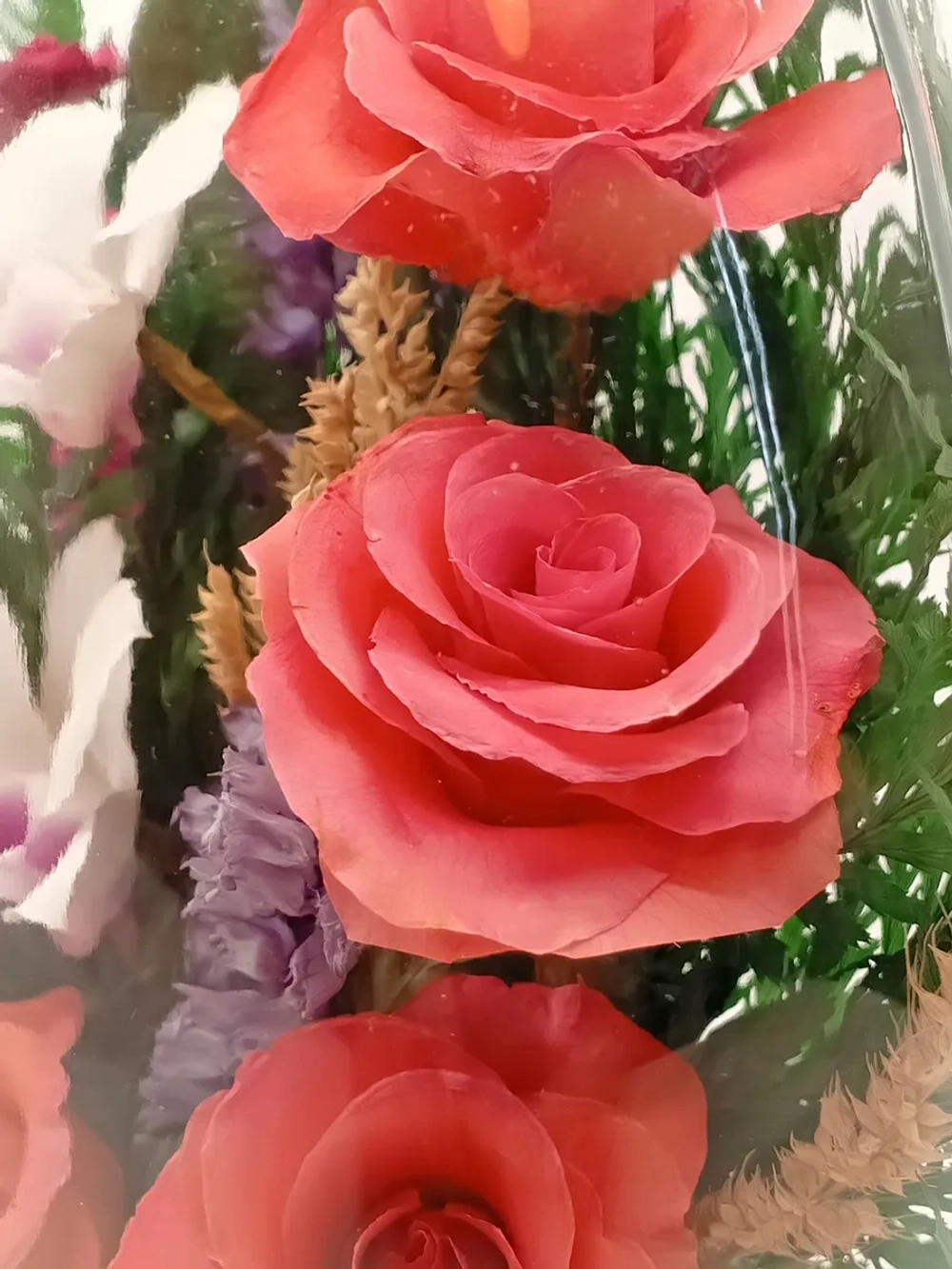 натуральные цветы в стекле, вакуум