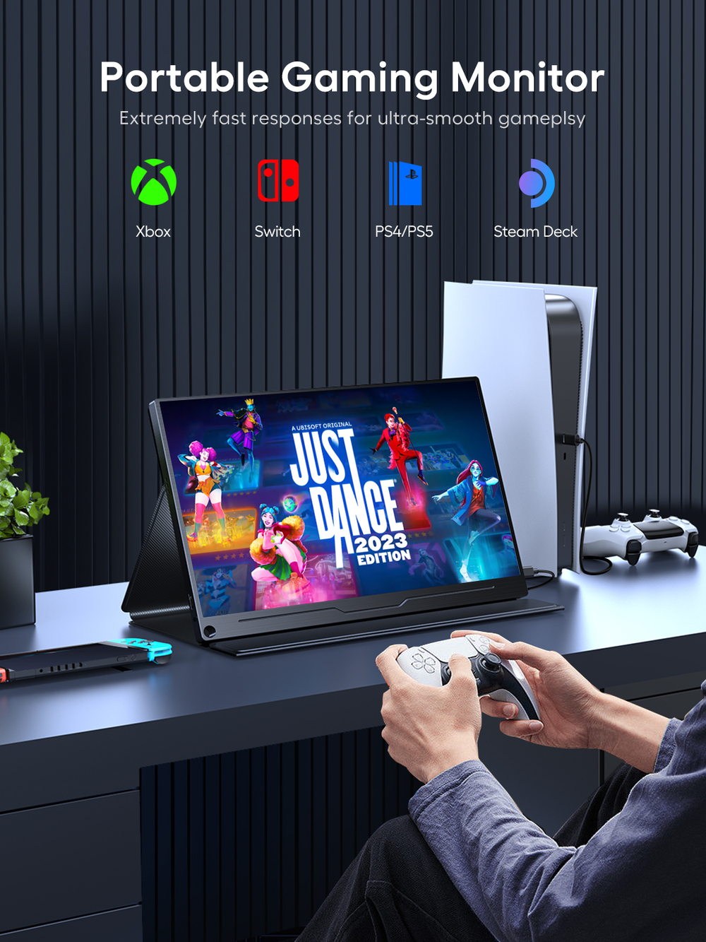 18.5" Портативный монитор с магнитным чехлом Uplays E03 FHD IPS 1920x1080, 120 Гц