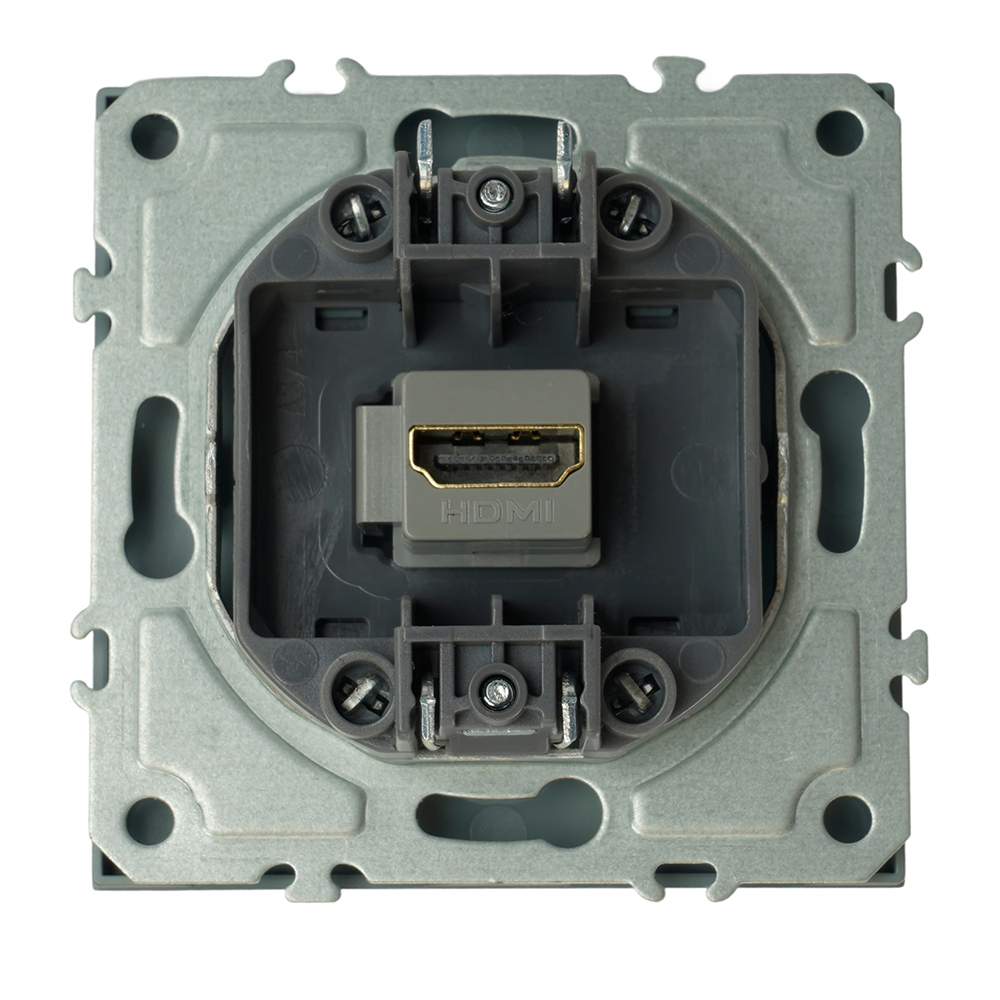 Розетка HDMI 2.0 Type A (механизм), серия Эмили, STEKKER, RST00-5118-10, платиново-серый, soft touch 50170