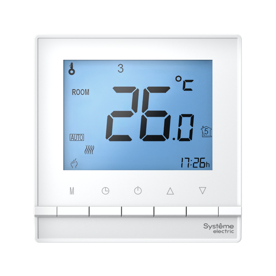 Термостат электронный AtlasDesign 16А для теплого пола с датчиком +5-+35град.C в сборе бел. SE ATN000138