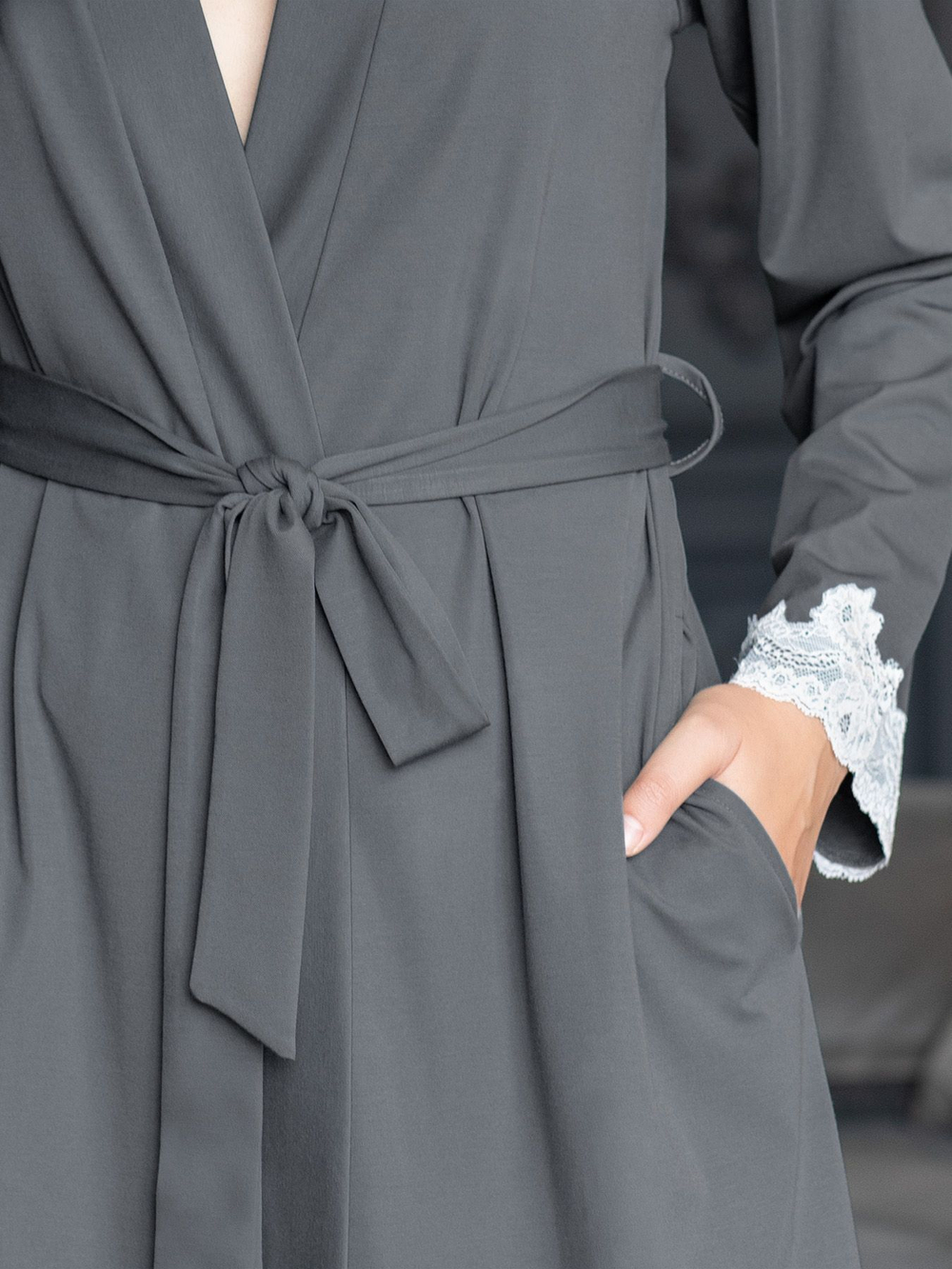 Женский домашний халат длины миди (Размер: XXL) (Цвет: зеленый)