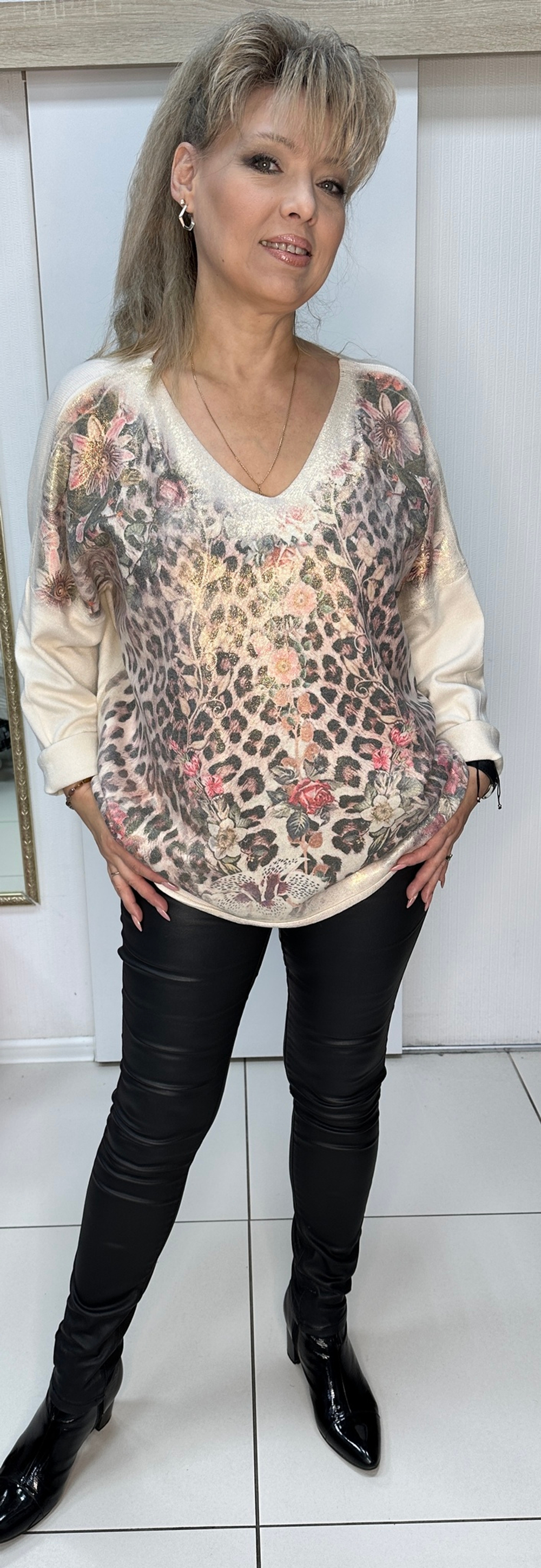 Итальянская туника - джемпер с блестящим напылением