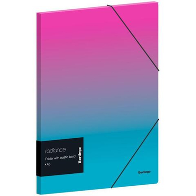 Папка для тетрадей на резинке А5+ 600мкм розовый/голубой градиент "Radiance" (Berlingo)