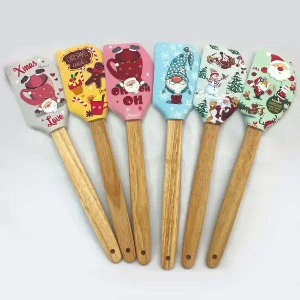 Лопатка силиконовая «Новогодняя» 28,5*6,5см, микс рисунков