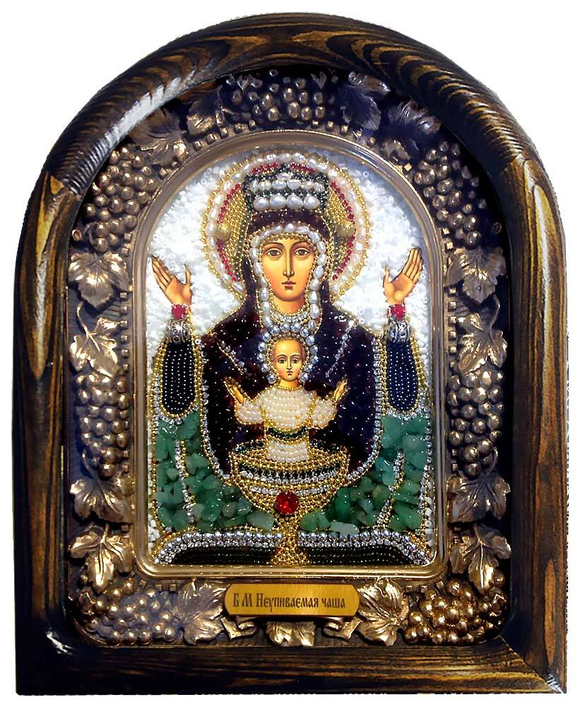 Божия Матерь "Неупиваемая Чаша" (нефрит, гранат, жемчуг)