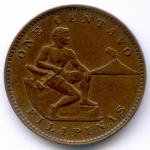 1 сентаво 1905 год. Филиппины (Администрация США). Бронза XF